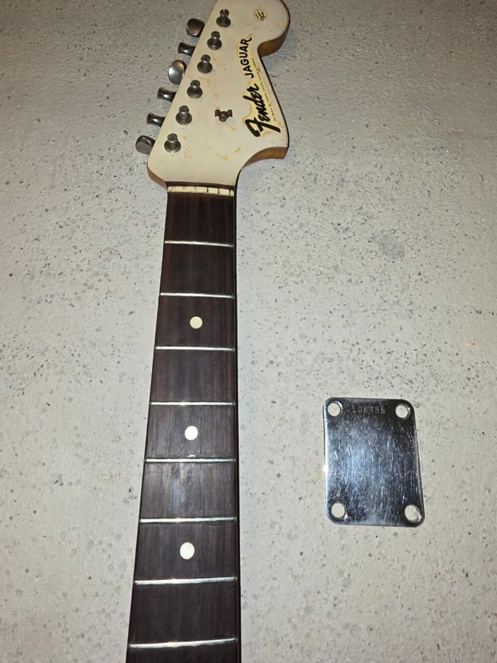 Fender Jaguar Neck 1964 Olympic white with Neck Plate